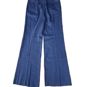 Theory Midnight Blue Linen Blend Tailored Straight Leg Sz 12 Tall Trouser Pants
